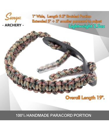 SUNYA Archery Bow Wrist Sling - 550 Paracord Strap with Full Grain Leather Yoke - Expedition Camo - Buy Online on GoSupps.com
