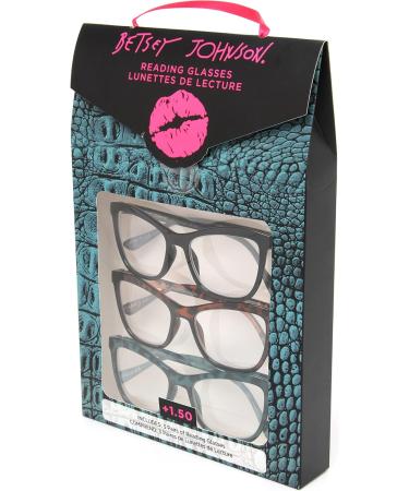 Betsey Johnson Women's Telcroc Way Reading Glasses - Black Tortoise Teal Tortoise | 52 mm +2 | Stylish & Trendy International Shipping - Buy Online on GoSupps.com