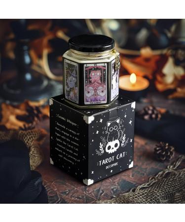 Tarot Cat Protection Crystal Candle | Handcrafted Amethyst & Dry Flowers | Amber & Sandalwood Scented | Perfect for Birthdays Witchcraft & Relaxation - Buy Online on GoSupps.com