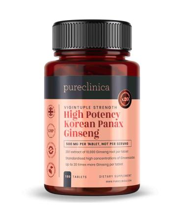 pureclinica High Potency Korean Panax Ginseng 10 000mg x 180 Tablets - 6 Months Supply