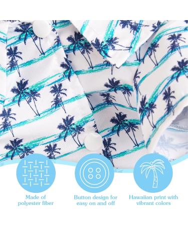 Yanmucy Hawaiian Shirts for Small Dogs - 2 Piece Cool & Breathable Summer Pet Clothing | Coconut Tree & Palm Leaves Pattern - Buy Online on GoSupps.com