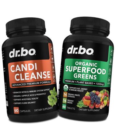 Candi Cleanse & Organic Superfood Greens & Fruit Supplements - Oregano Balance Control Support Supplement Cleanser - Daily Energy Super Food Fruits and Veggies Supplement Tablets Plus Vegetable Foods