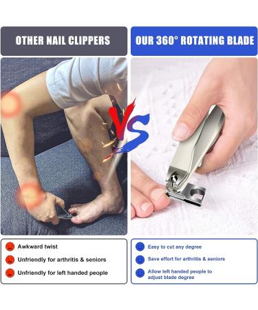 Dr. MODE Easy Grip 360 Rotary Toenail Clippers for Men Seniors - Ultra Sharp Stainless Steel Nail Cutters with Long Handle and Nail File - Buy Online on GoSupps.com