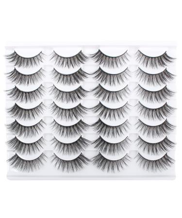 Oreola 14 Pairs of Cat Eye Lashes Natural Wispies Artificial eyelashes Natural Light Crossed lashes 3D false eyelashes set cat eye-17 - Buy Online on GoSupps.com