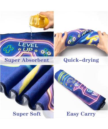 R HORSE Neon Video Game Beach Towel for Kids - 30x60 Microfiber Pool Towel - Quick Dry, Absorbent & Sand Free - Summer Pool Party Supplies - Navy Blue - Buy Online on GoSupps.com