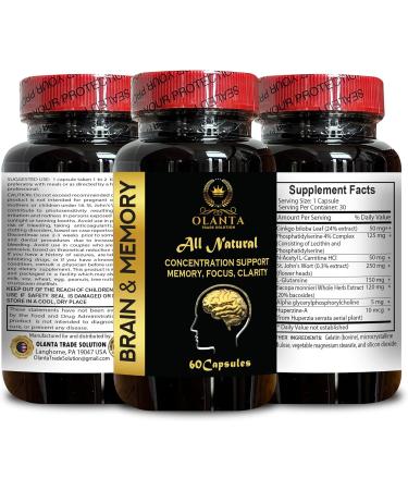 OLANTA TRADE SOLUTION Brain Memory Support - Vitamins to Help Memory and Brain Function Mental Sharpness Energy & Better Concentration Memory Enhancement - 2 Bottles 60 Capsules - Buy Online on GoSupps.com