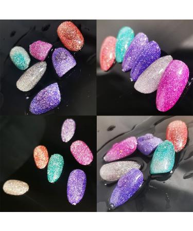 HOMOST Color Changing Reflective Glitter Diamond Gel Nail Polish Set - 6 Sparkling Colors Kit - Buy Online on GoSupps.com