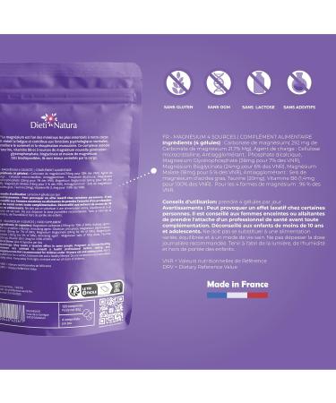 DIETI NATURA - Magnesium 4 Sources - Sleep Quality - Dietary Supplement Stress - Non-GMO & Gluten Free - Vegan - Anti Fatigue Cure - Made in France - 120 Capsules - Buy Online on GoSupps.com