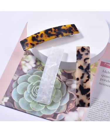 Elegant French Design Tortoise Shell Hair Barrette for Medium to Thick Hair | Jayongnee Automatic Hair Clip for Women - Fashion Acrylic Ponytail Holder - Buy Online on GoSupps.com