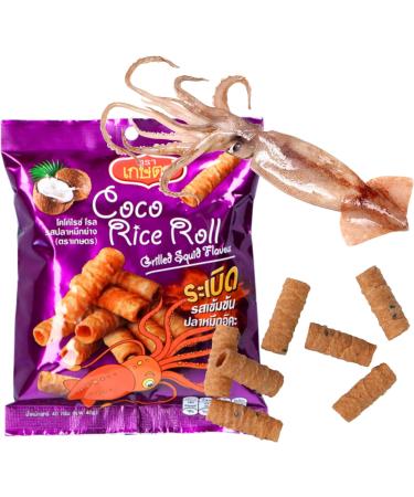Kaset Coco Rice Roll Grilled Squid Flavour 40g - Authentic Thai Snack - Buy Online on GoSupps.com