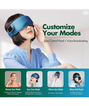 7C Eye Massager with Heat - 3D Compression Eye Care Device for Dark Circles & Puffiness - Magnetic Power Sleeping Mask (Blue - Buy Online on GoSupps.com