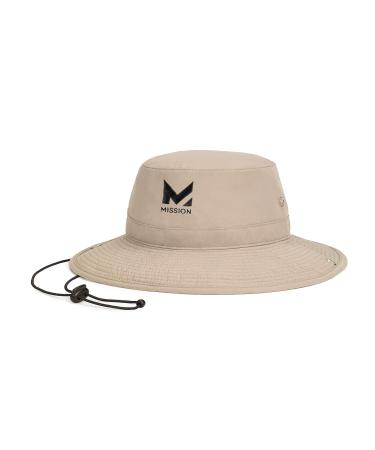 MISSION Cooling Bucket Hat- UPF 50, 3 Wide Brim, Cools When Wet One Size Khaki