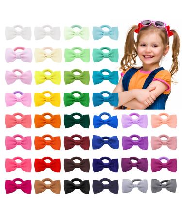 40 Pcs Baby Girls Bow Hair Ties Elastic Hair Bands Hair Bobbles Ribbon Bows Hair Accessories for Baby Kids Toddlers Girls