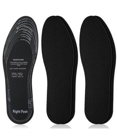 WLLHYF 2 Pairs Shoe Insoles Soft Latex Breathable Shoe Filler Replacement Non-Woven Fabric Shoe Pads Inserts for Women Men Kids Sneakers Flat Shoes Trim to Fit (Black)