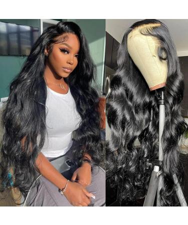 Body Wave Lace Front Wigs Human Hair 13x4 HD 180% Density Lace Frontal Glueless Wigs for Women Human Hair Pre Plucked Bleached Knots With Baby Hair Brazilian Virgin Human Hair Lace Front Wigs (26 inch)