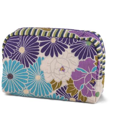 Cosmetic bag small (retro flower/violet) for women girl made in japan for make -up make -up culture bag cosmetics stationery purple
