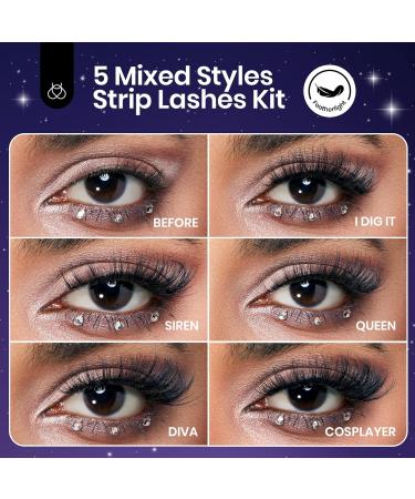 Buy Beetles Easy Lashes Zero Gravity Collection | 5 Pairs Wispy Fluffy Faux Eyelashes & Tweezers - Super Natural 3D Effect for Women - Buy Online on GoSupps.com