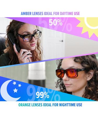 DefenderShield Premium Blue Light Blocking Glasses - 100% Anti-Glare Protection for Gaming & Screens - Orange Eye Strain Relief & Sleep Support - Buy Online on GoSupps.com