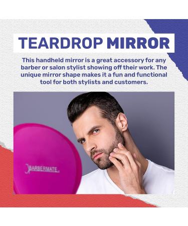 BarberMate Teardrop Mirror - Professional Hand Mirror for Salons & Barbershops in Pink - Buy Online on GoSupps.com