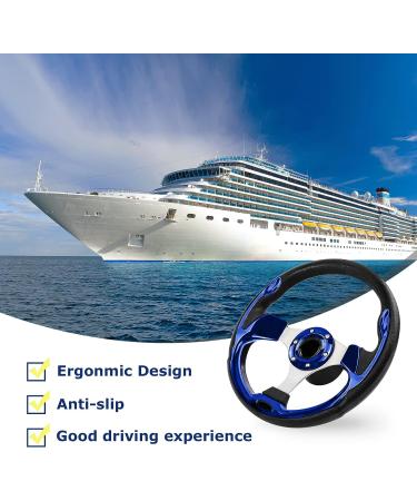 QYMOPAY 12.5inch Boat Steering Wheel with Carbon Fiber | Anti-Slip Design | Marine Steering Wheel Adapter | for Boats, Yachts, and Pontoon Boats - Blue - Buy Online on GoSupps.com