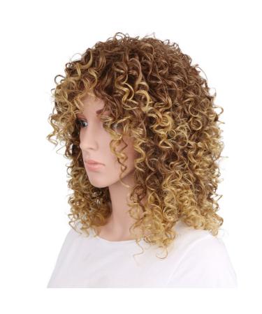 Buy Colourfulpanda Kinky Curly Afro Wig - Brown Blond Brazilian Synthetic Hair for Women | Short Ponytail Wigs for Black Women - Buy Online on GoSupps.com