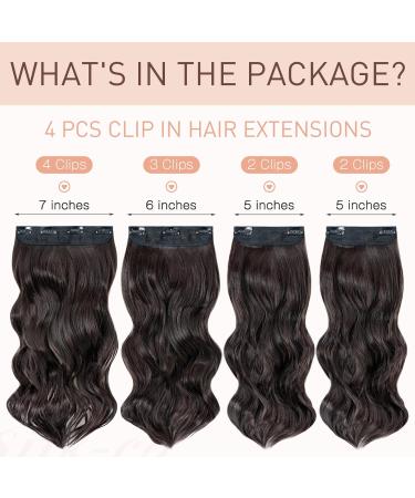 4PCS 22 Inch Curly Dark Brown Clip in Hair Extensions - Synthetic Fiber for Women - Buy Online on GoSupps.com