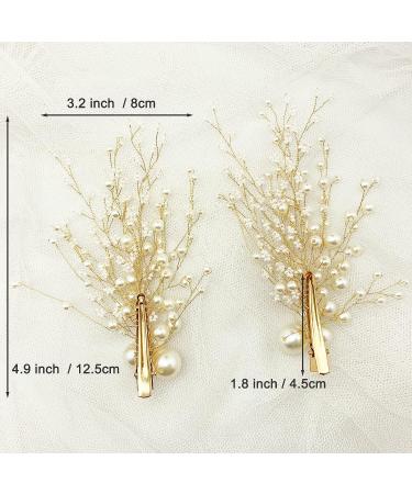 Pearl Bridal Hair Clips - 2pcs Gold Vine Wedding Hair Accessories - Buy Online on GoSupps.com