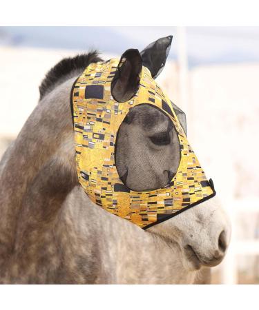 Harrison Howard Fly Mask for Horses | Super Comfortable UV Protection | Elastic Fit & Exclusive Golden Prints | Size M Medium - Buy Online on GoSupps.com