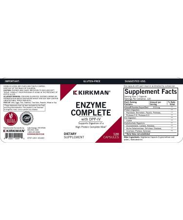 Kirkman Labs Enzyme Complete with DPP-IV - 120 Capsules | Digestive Support Supplement - Buy Online on GoSupps.com