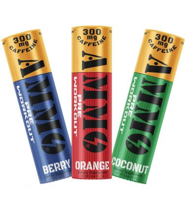 AMMO Pre Workout Powder Single Serve On The Go Sample 6 Pack - Extra Strength 300mg Caffeine Zero Sugar Focus & Pumps 3 Flavors 6-12 Servings