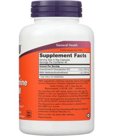Now Foods Vegetarian Glucosamine & MSM - 120 Veg Capsules for Joint Health - Buy Online on GoSupps.com