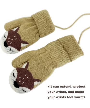 BEISIJIA Toddler Kids Warm Knitted Mittens - Cute Cartoon Gloves for 1-4 Years - Khaki - Buy Online on GoSupps.com