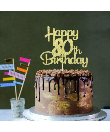 Sotpot Gold Glitter 80 Cake Topper 80th Birthday Cake Decorations for Birthday Party Anniversary Party Supplies 80th Cake Topper - Buy Online on GoSupps.com