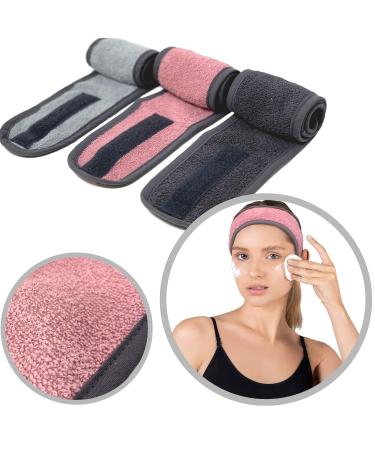 Homelevel Cosmetics Hair Band Set - 3x Frote Lake Headbands for Skincare | 100% Cotton One Size - Gray/Pink/Black - Buy Online on GoSupps.com