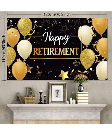 Extra Large Black and Gold Retirement Party Banner | 70.8 x 43.3 Inch Fabric Backdrop Decor with Rope | Perfect Retirement Party Decorations - Buy Online on GoSupps.com