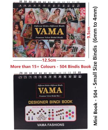 VAMA Plain Round Small Bindis Book - 504 Multicolor Mini Forehead Stickers for Girls & Women (4mm to 6mm - Buy Online on GoSupps.com