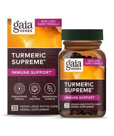 Gaia Herbs Turmeric Supreme Immune Support 20 Veggie Liquid Phyto-Caps