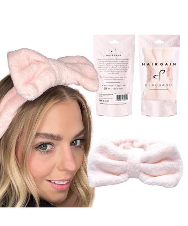 Hair Gain Hair Bands for Women: Coral Fleece Super-Soft Microfibre Elastic Headbands Perfect for Washing Face Makeup Yoga Spa and Bath - Beauty & Skincare Accessories with Bowknot Design
