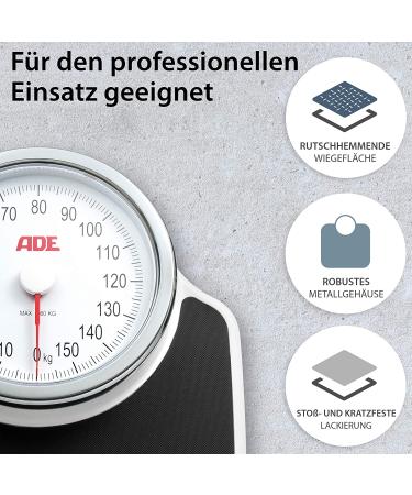 ADE M308800 Professional Medical Mechanical Scale - 160kg Capacity - 500g Increments - Anti-Slip Surface - Classic Metal XL Design - Buy Online on GoSupps.com