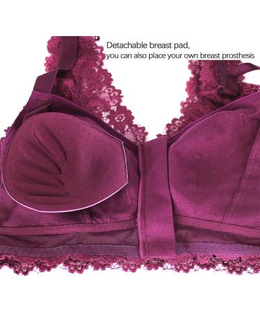 Buy Ltddzz Large Pointed Mastectomy Bra - Front Zipper Wireless Medium Red with Prosthesis Pockets | International Shipping - Buy Online on GoSupps.com