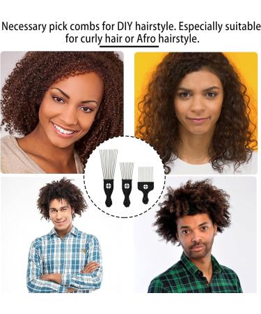 3 Metal Afro Combs Set for Thick, Wavy, and Tangled Hair - Ideal for Afro Hair Styling at Home or Salon - Buy Online on GoSupps.com