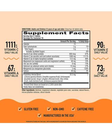 Airborne 1000mg Vitamin C Chewable Tablets with Zinc - 64 Chewable Tablets, Very Berry Flavor, Immune Support Supplement - Buy Online on GoSupps.com