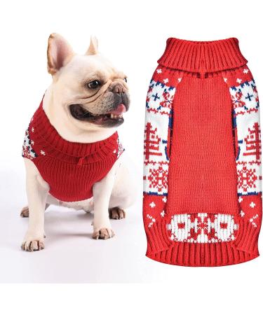 Cozy Christmas Dog Sweater - Warm Turtleneck Knitwear for Puppies | Snowflake Elk Pattern | Perfect Holiday Gift - Buy Online on GoSupps.com