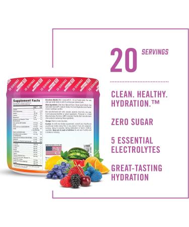BIOSTEEL Zero Sugar Hydration Mix | Rainbow Twist Flavor | 5 Essential Electrolytes | 20 Servings | International Shipping Available - Buy Online on GoSupps.com