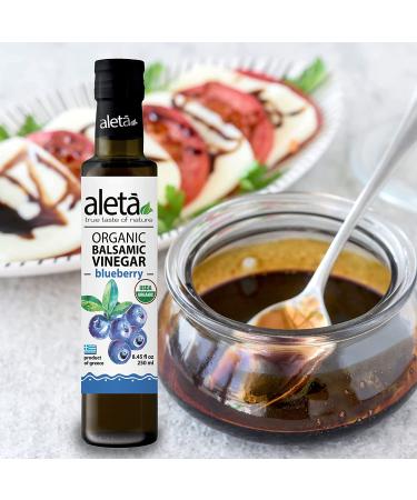 Aleta Organic Blueberry Infused Balsamic Vinegar 8.45 oz - Perfect for Salad Dressings, Vinaigrettes, Pasta, Desserts & Cocktails - Buy Online on GoSupps.com
