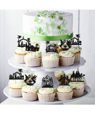 24 Pack Christmas Jesus Cupcake Toppers Jesus's Nativity Cupcake Picks Glitter Cross Cupcake Decorations for Merry Christmas Jesus's Birthday Holy Religious Party Cake Decorations Supplies Black 1-black - Buy Online on GoSupps.com