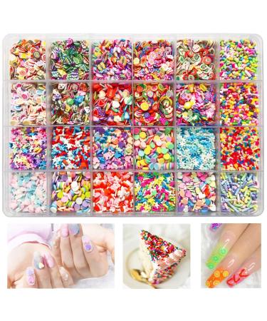 EHOPE Fake Sprinkles Fruit Nail Art Slices Clay Sprinkles Polymer Slices Faux Sprinkles DIY Nail Art Supplies Making Kit Decoration Arts Crafts for Nail Art and Cellphone Decorations ( 24 Styles ) Slices+Sprinkles-24styles