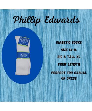 Buy 6 Pairs Mens Diabetic Socks - Non-Binding Crew Length White Size 13-16 | Comfortable & International Shipping - Buy Online on GoSupps.com