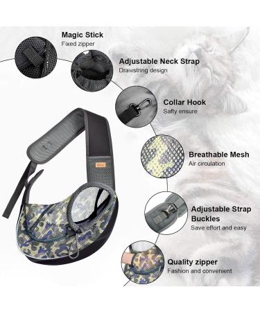 Cuby Camouflage Pet Sling Carrier for Small Dogs - Hands-Free Adjustable Mesh Bag for Travel & Outdoor | Safe Puppy Carrier with Front Pocket - Buy Online on GoSupps.com