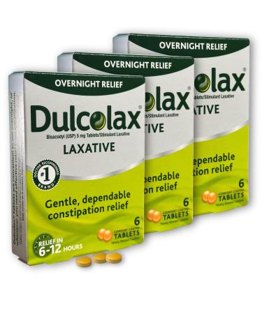 Bisacodyl 5mg Laxative Tablets 6 Count (Pack of 3 Total 18ct)
